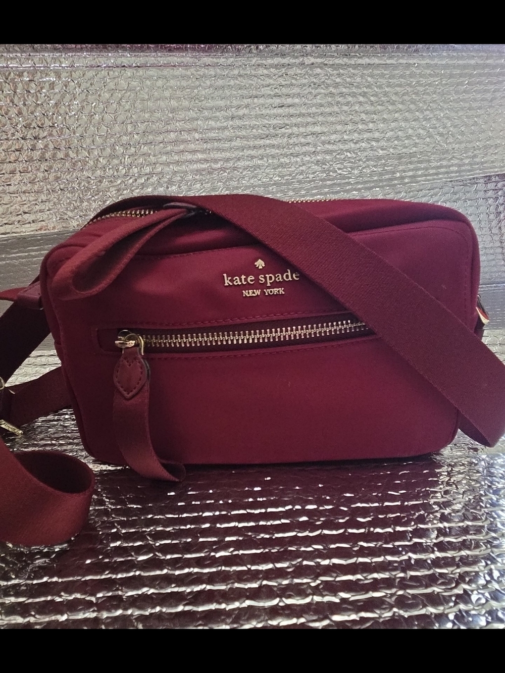 kate spade burgundy crossbody camera bag